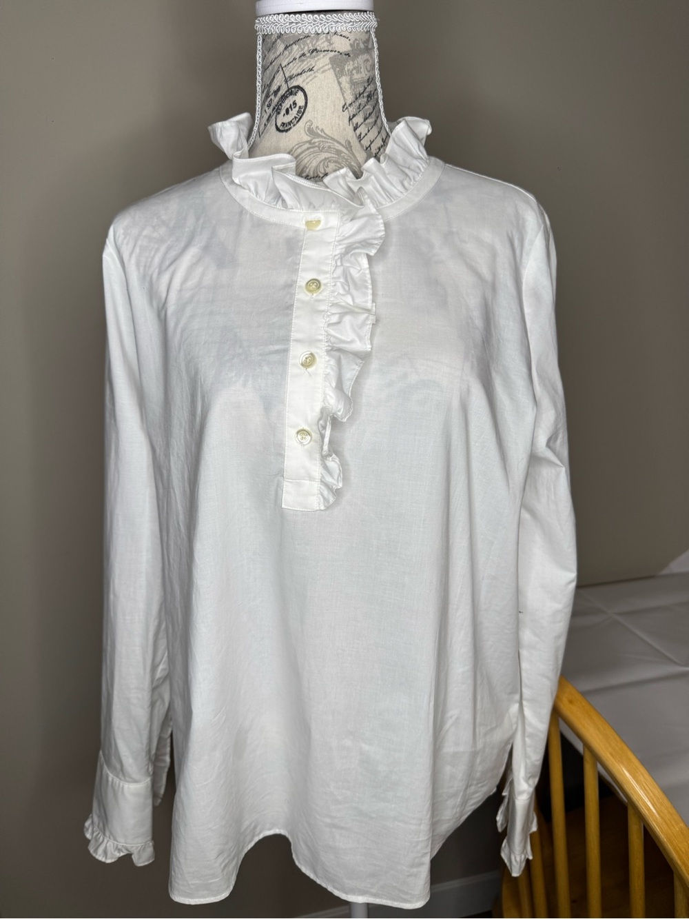 Vintage kate spade White Ruffle Front Dress Shirt
